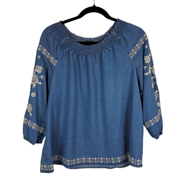 J. Jill Tops - J Jill Women Tunic Large Blue Lightweight Pullover 3/4 Sleeve Casual Lightweight